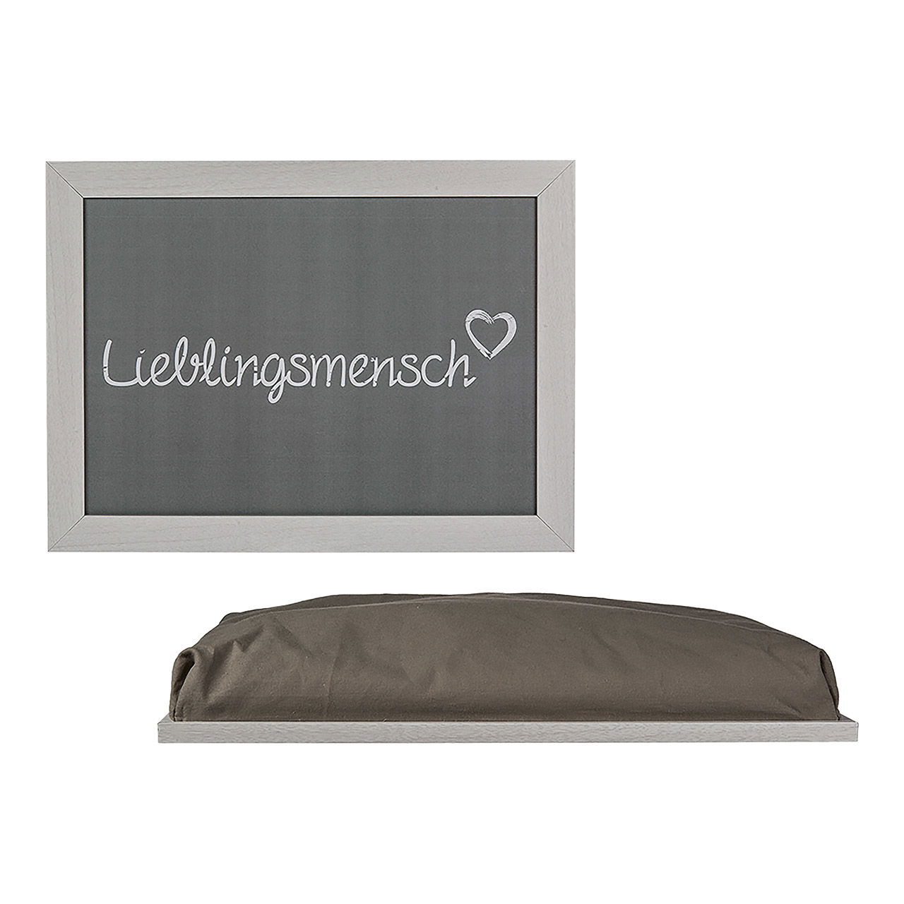 Kissen-Tablett Lieblingsmensch aus Holz grau, (B/H/T) 43x32cm Kissen-Tablett Lieblingsmensch aus Holz grau, (B/H/T) 43x32cm