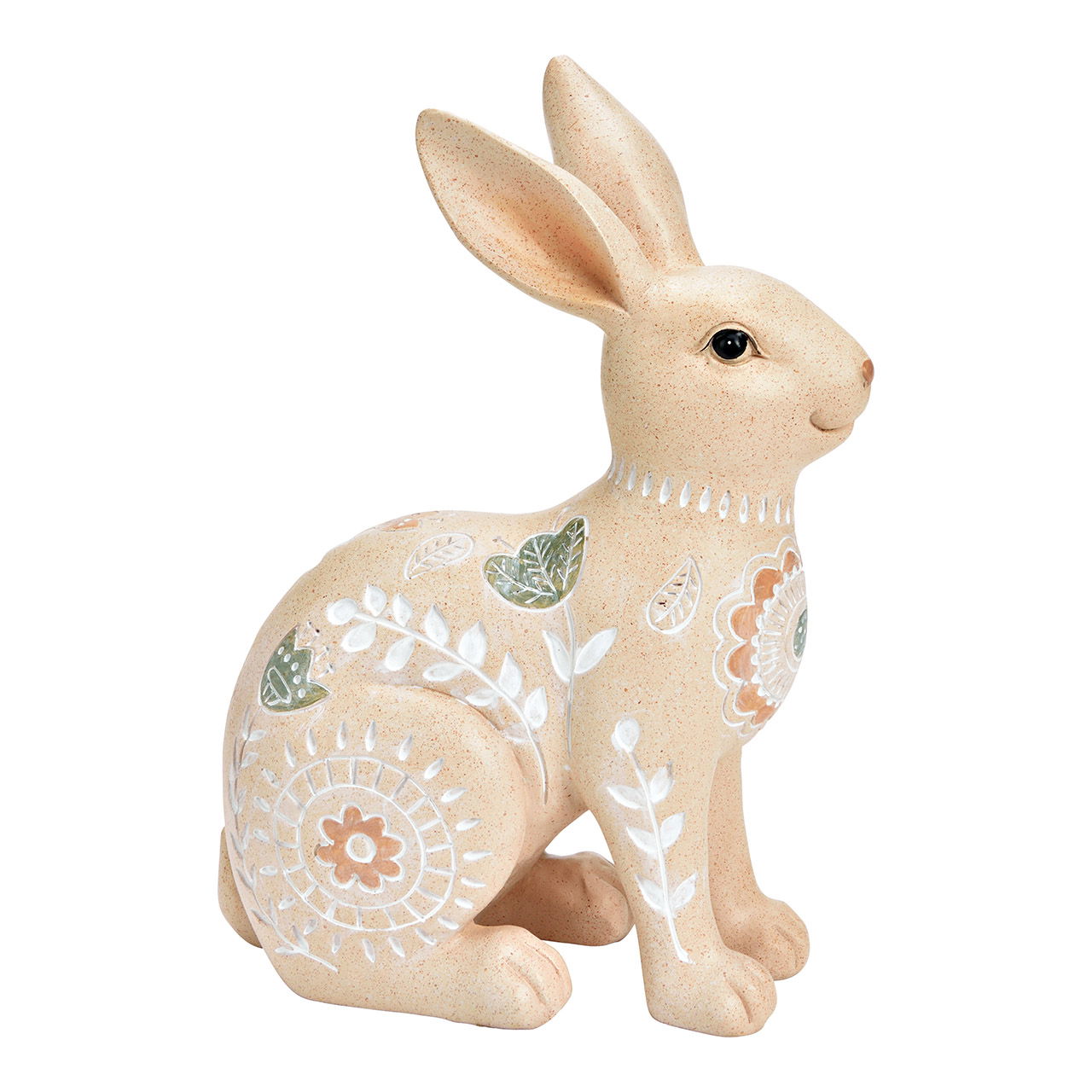 Hase Blumen Dekor aus Poly, Grau/Grün (B/H/T) 18x24x10cm