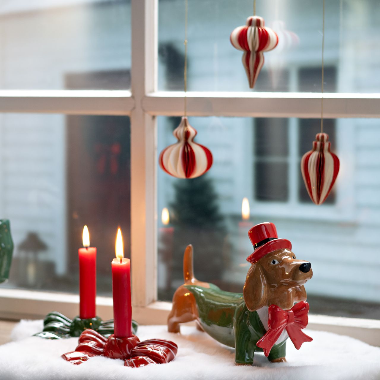 Honeycomb hanger made of paper/cardboard, 3-fold, red/white (W/H/D) 5x8x5cm Zubehor, Ohrring, Schmuck