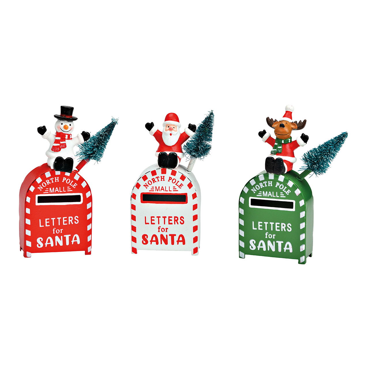 Cassetta per le lettere Santa Mail, metallo colorato, 3 scomparti, (L/A/D) 5x9x3cm