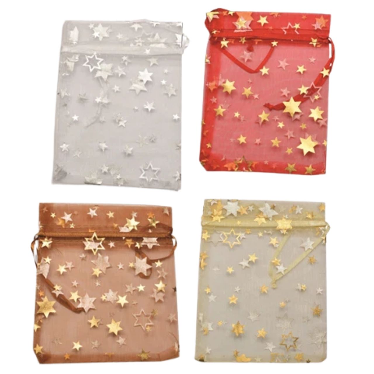 Geschenkpapier, Star-Muster, Streudruck, Glitzerstreifen, 4er-Set