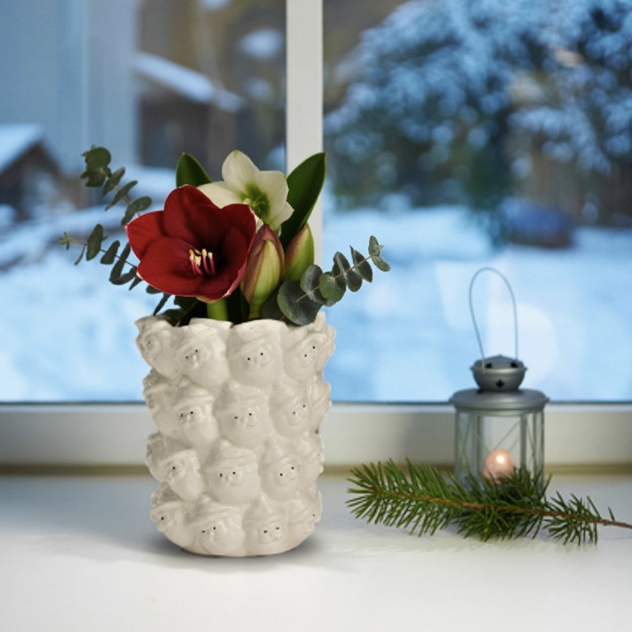 Vase Nikolaus Dekor aus Keramik, Weiß (B/H/T) 14x17x14cm Vase Nikolaus Dekor aus Keramik, Weiß (B/H/T) 14x17x14cm