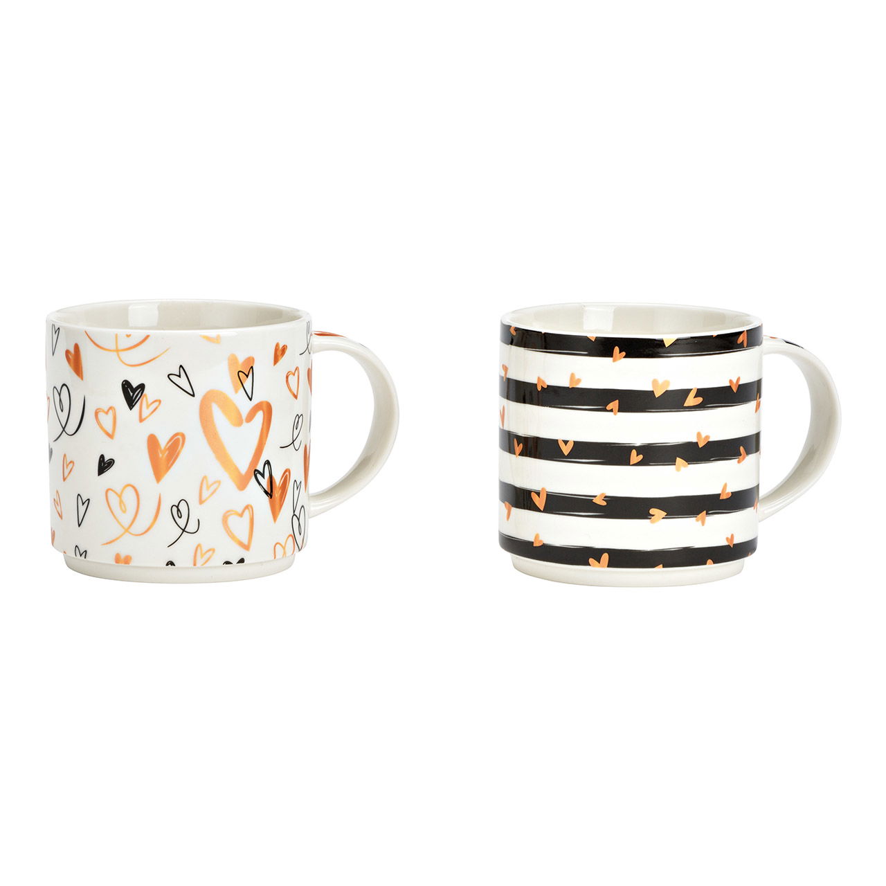 Becher Herz Dekor aus Porzellan Bunt/gold 2-fach, (B/H/T) 13x9x9cm 340ml Becher Herz Dekor aus Porzellan Bunt/gold 2-fach, (B/H/T) 13x9x9cm 340ml