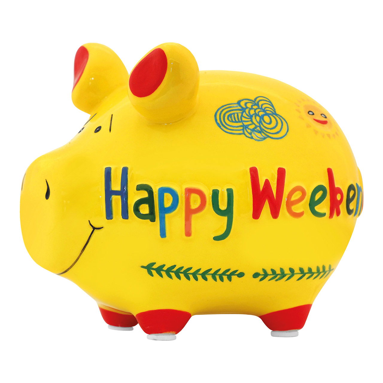 Spardose KCG Kleinschwein Happy Weekend aus Keramik bunt (B/H/T) 12x9x9cm