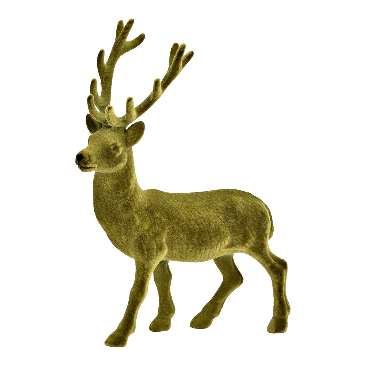 Deer flocked from plastic, green (W/H/D) 21x29x8cm