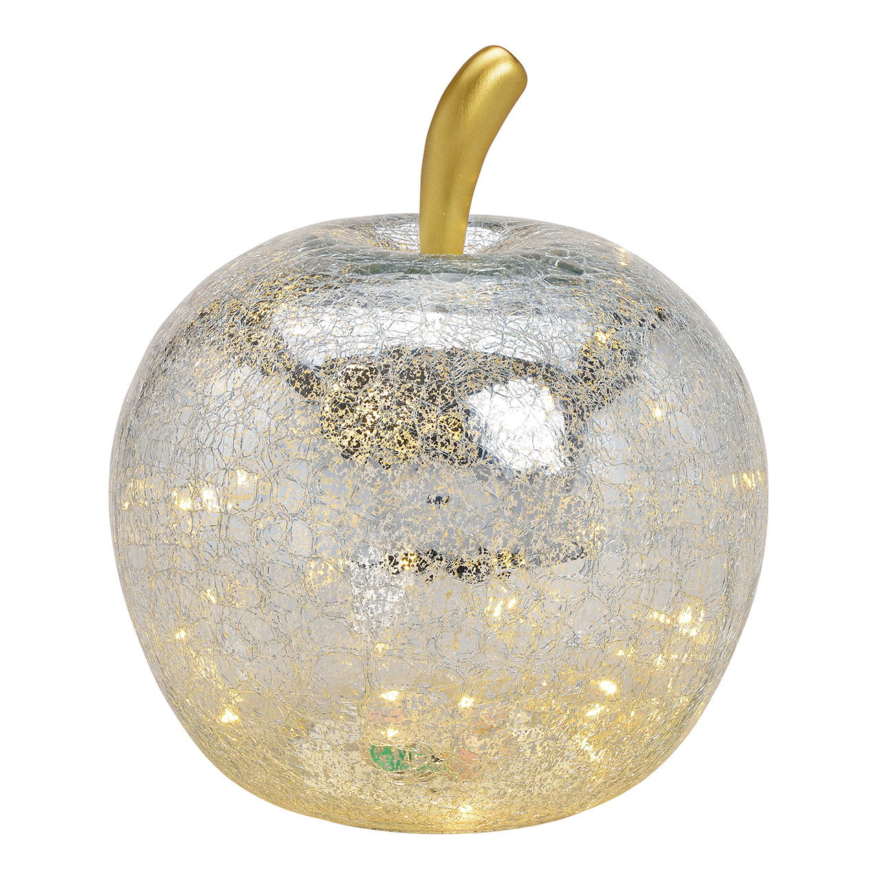 Apple with 40 led, with timer, made of silver glass (w / h / d) 27x30x27cm