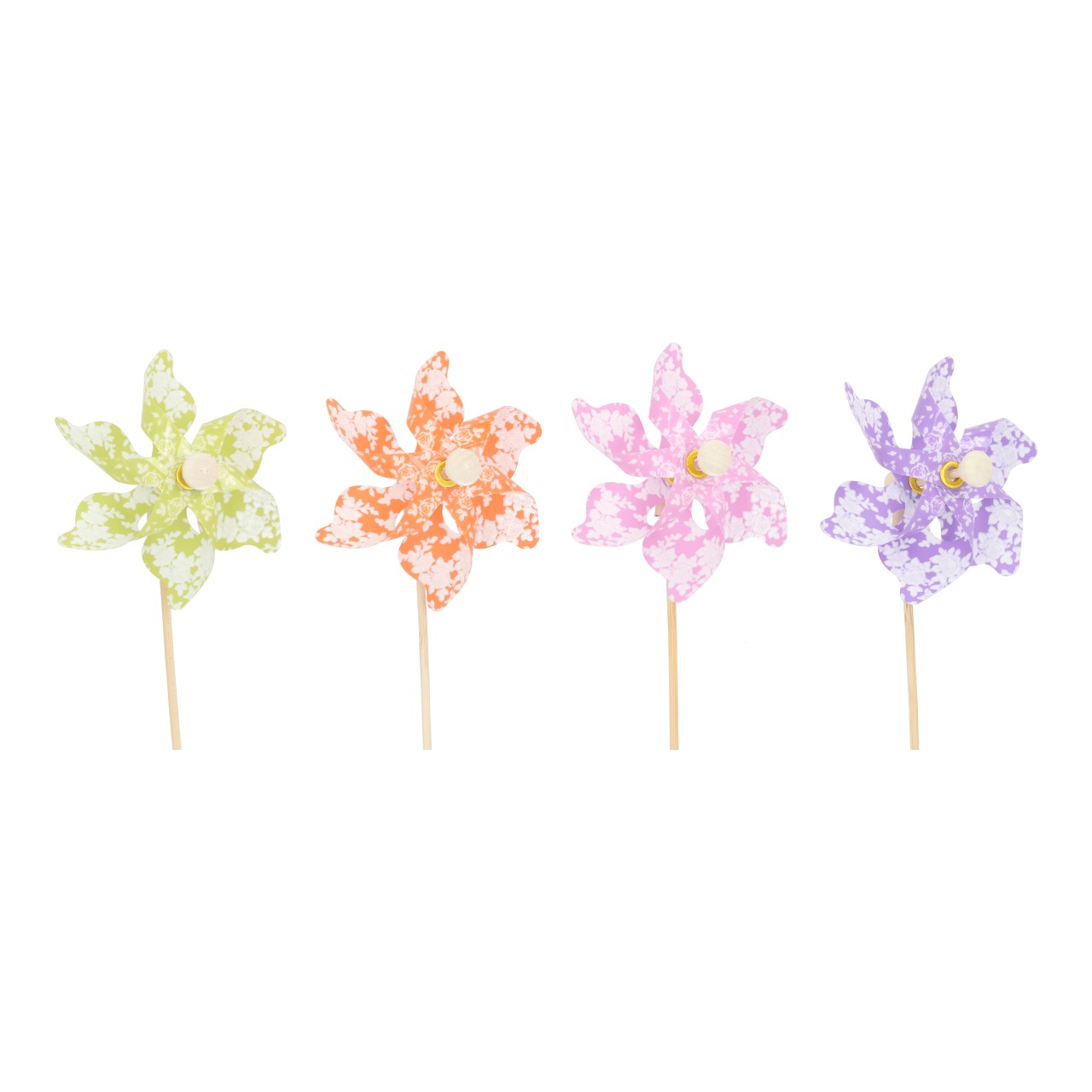 Blumenstecker Windrad 24stk. Auf Box aus Kunststoff Bunt 4-fach sortiert (B/H/T) 9x28x4cm Lollypops, Süßigkeiten, Stäbchen, Bunt, Display