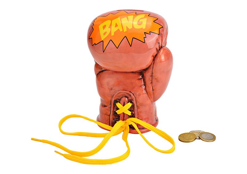 Spardose Boxerhandschuh aus Keramik braun (B/H/T) 12x16x10cm