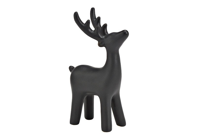 Ceramic deer black (W/H/D) 8x13x4cm