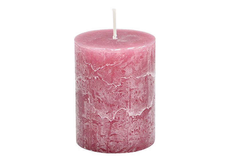 Kerze 6,8x9x6,8cm aus Wachs antique Rosewood pink/rosa