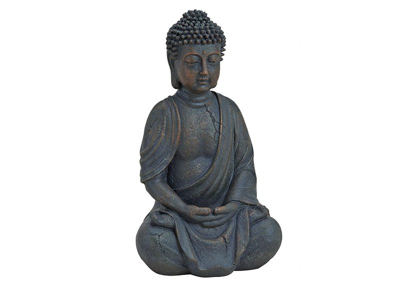 Bouddha assis marron en poly, 25 cm