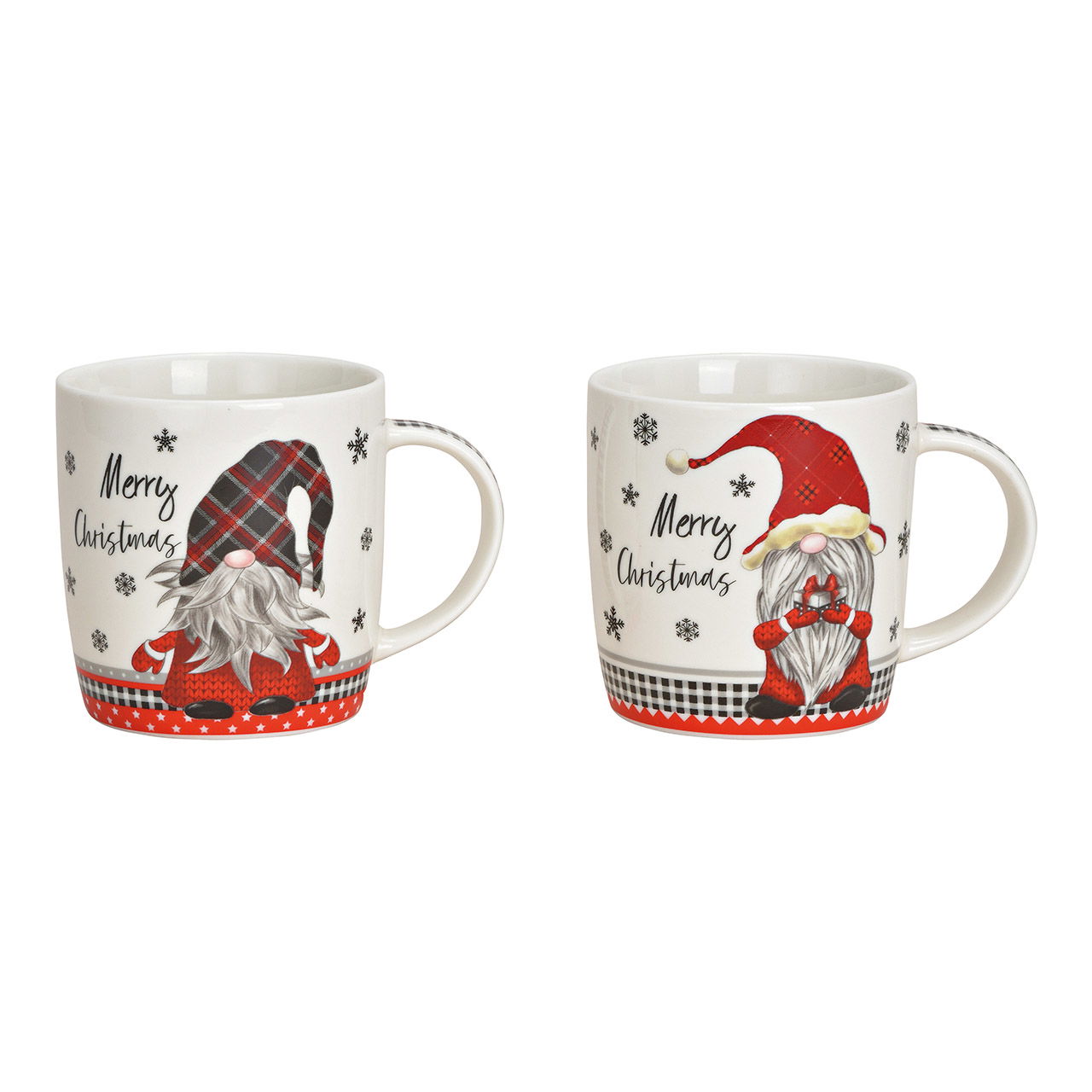 Tazza con decorazione natalizia, gnomo, Buon Natale in porcellana rossa a 2 pieghe, (L/H/D) 12x9x8cm 340ml Tazza con decorazione natalizia, gnomo, Buon Natale in porcellana rossa a 2 pieghe, (L/H/D) 12x9x8cm 340ml