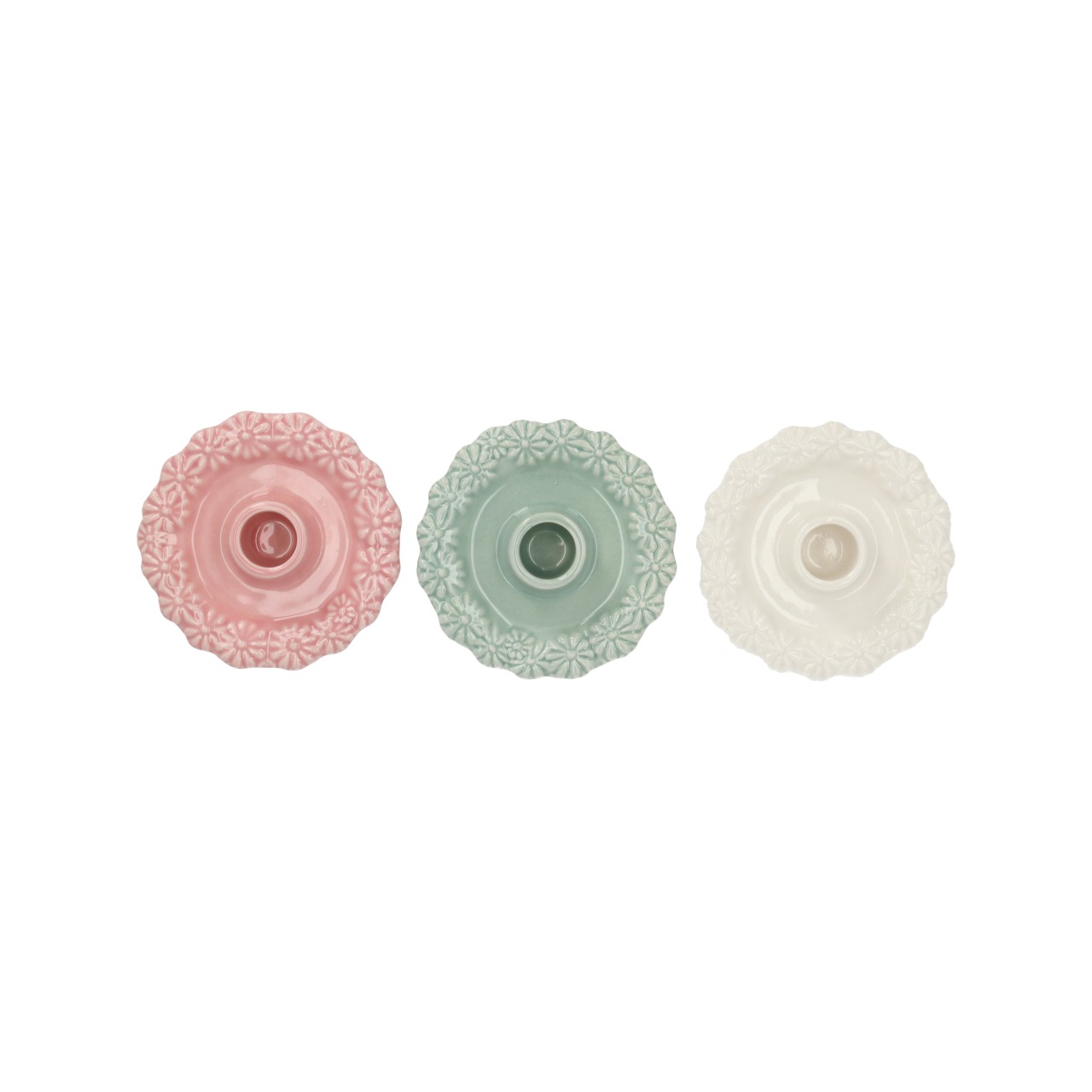 Untersetzer, Blume,Muster, Kacheloptik, Pastell, Set aus drei