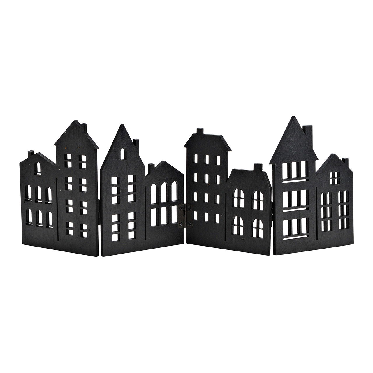 Stand-up wooden houses black (W/H) 38x13cm