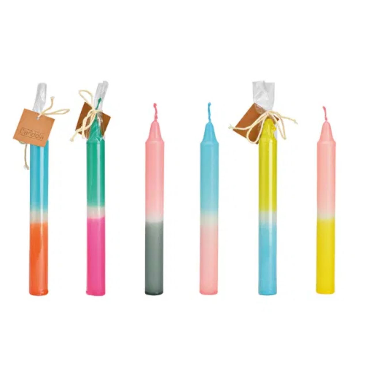 Candela a bastoncino DipDye in cera colorata a 6 pieghe, (L/H/D) 2x19x2cm Konfetti-Dekoration, Bunte Kerzen, Kerzenset, Pastellfarben, Geschenk-Set Kerzen