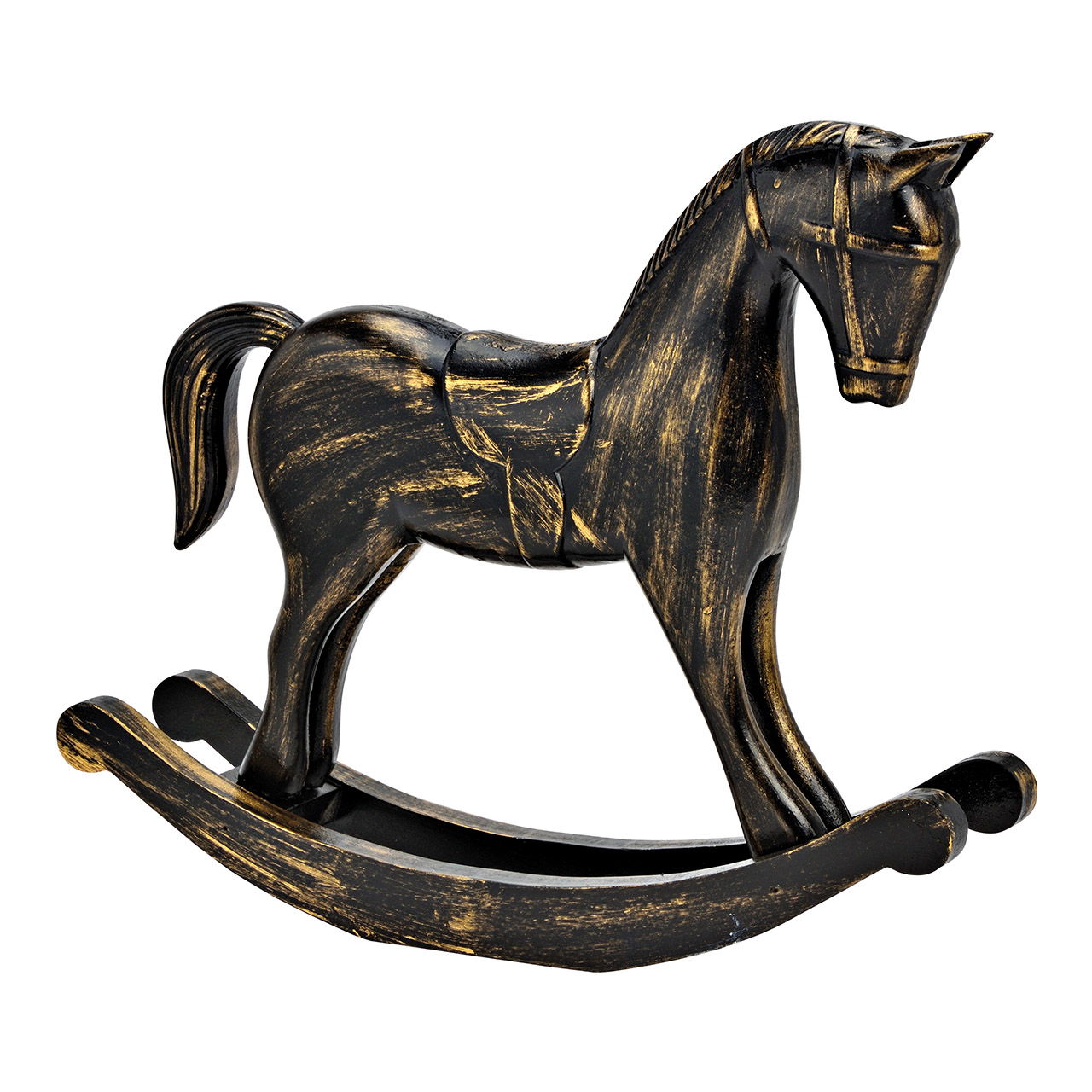 Cheval à bascule en bois Noir, or (L/H/P) 37x31x8cm