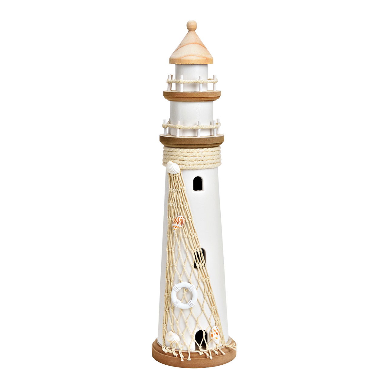 Faro, madera, blanco (c/h/d) 12x48x12cm