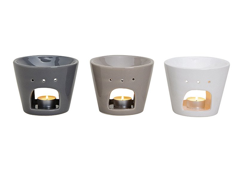 Fragrance burner ceramic 3-ass. 10x13 cm}