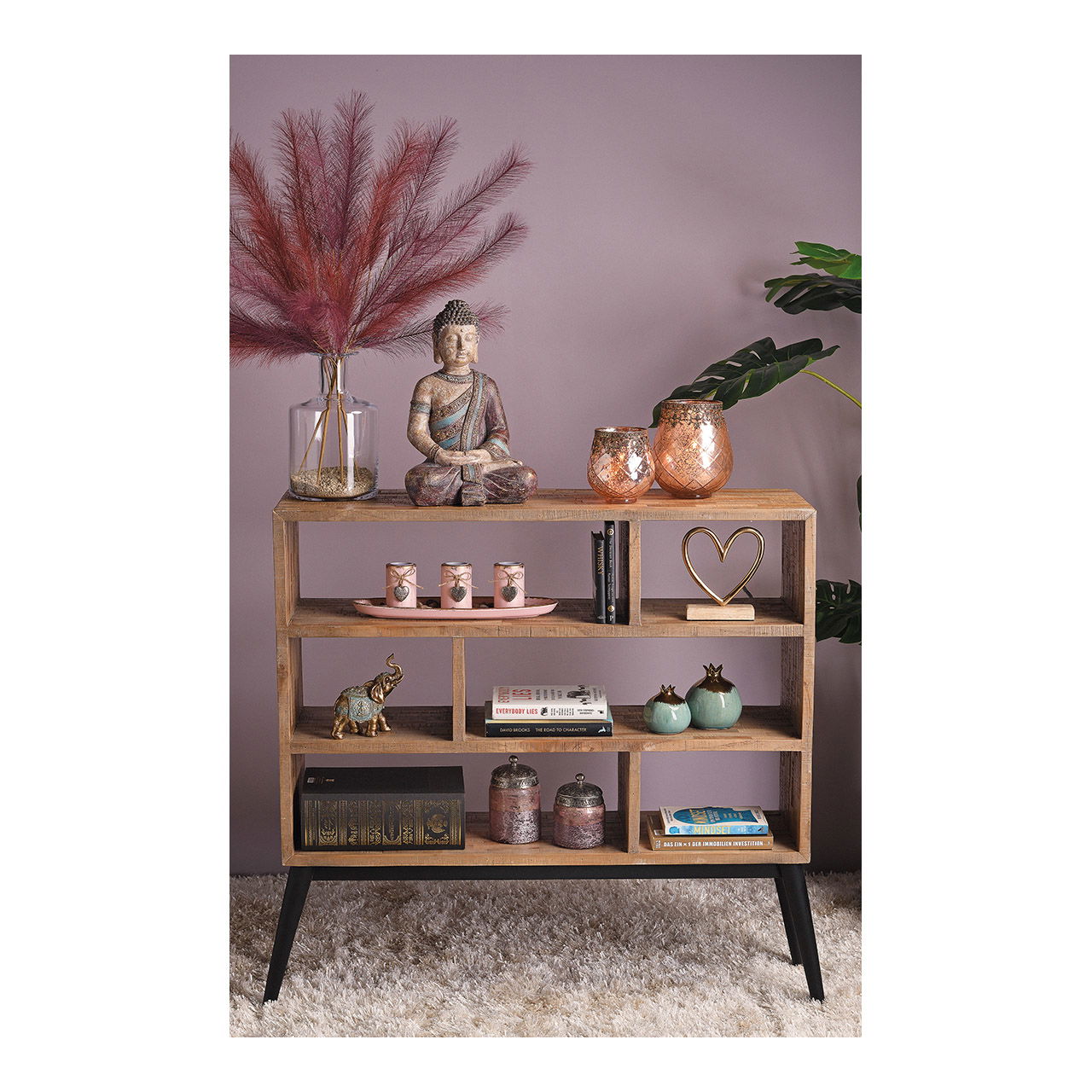 Teelichthalter mit Dekosteinen aus Holz Pink/Rosa Set, (B/H/T) 39x12x15cm Teelichthalter mit Dekosteinen aus Holz Pink/Rosa Set, (B/H/T) 39x12x15cm