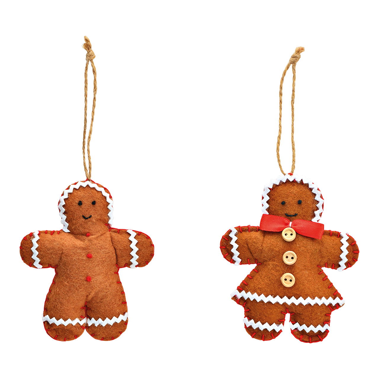 Felt gingerbread figure hanger, 2-fold, brown (W/H/D) 9x10x2cm