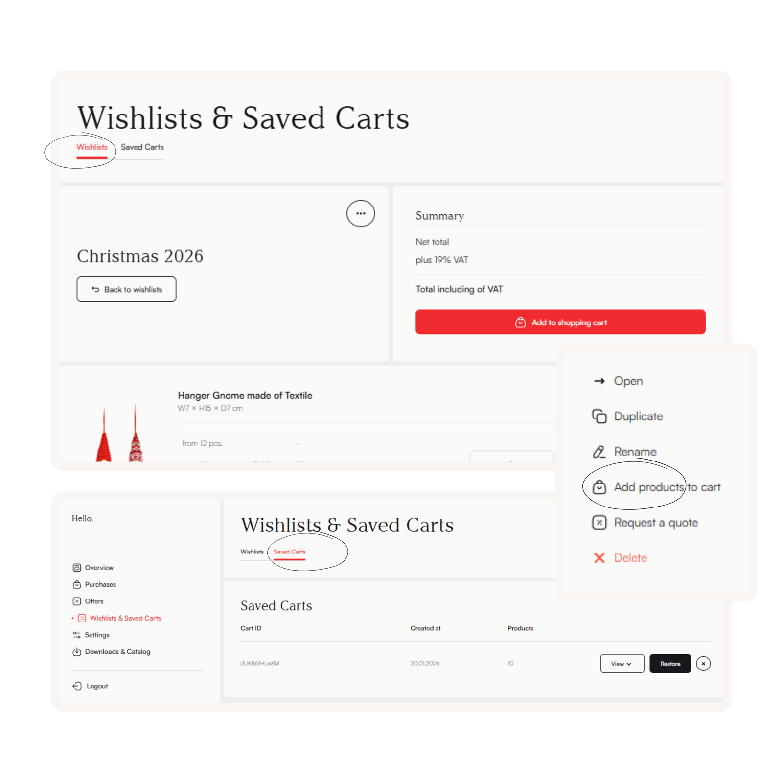 wishlist, gespeicherte-warenkörbe, oberfläche, ecommerce, warenkorb