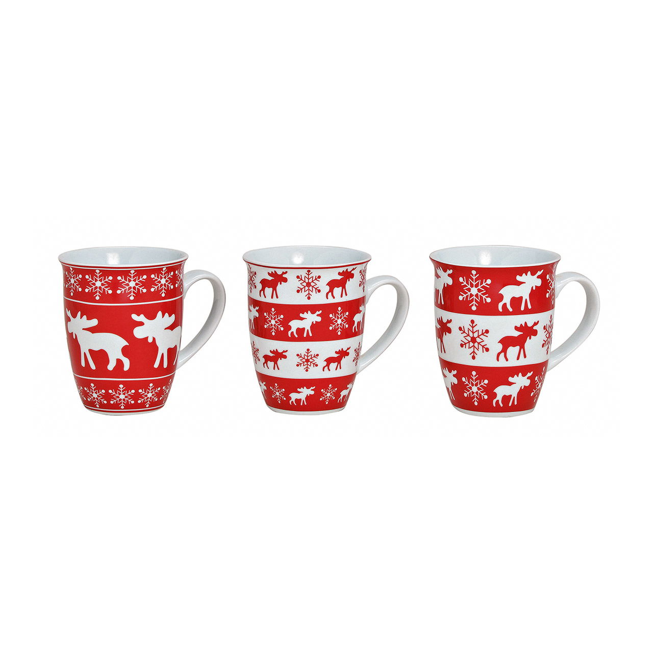 Taza decoración alce en rojo y blanco, surtido (A/A/P) 11x10x8,5 cm Pokal, Kunst, Porzellan, Töpferei