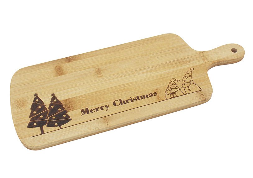 Planche de service, Merry Christmas en bambou naturel (L/H/P) 36x1x14cm