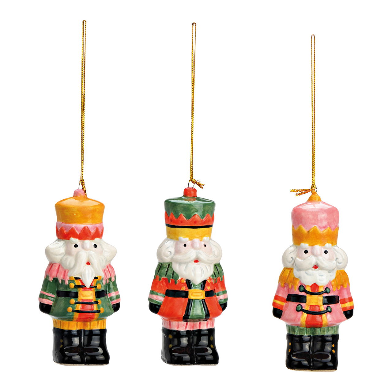 Hanging nutcracker made of ceramic colorful 3-fold, (W/H/D) 5x12x4cm