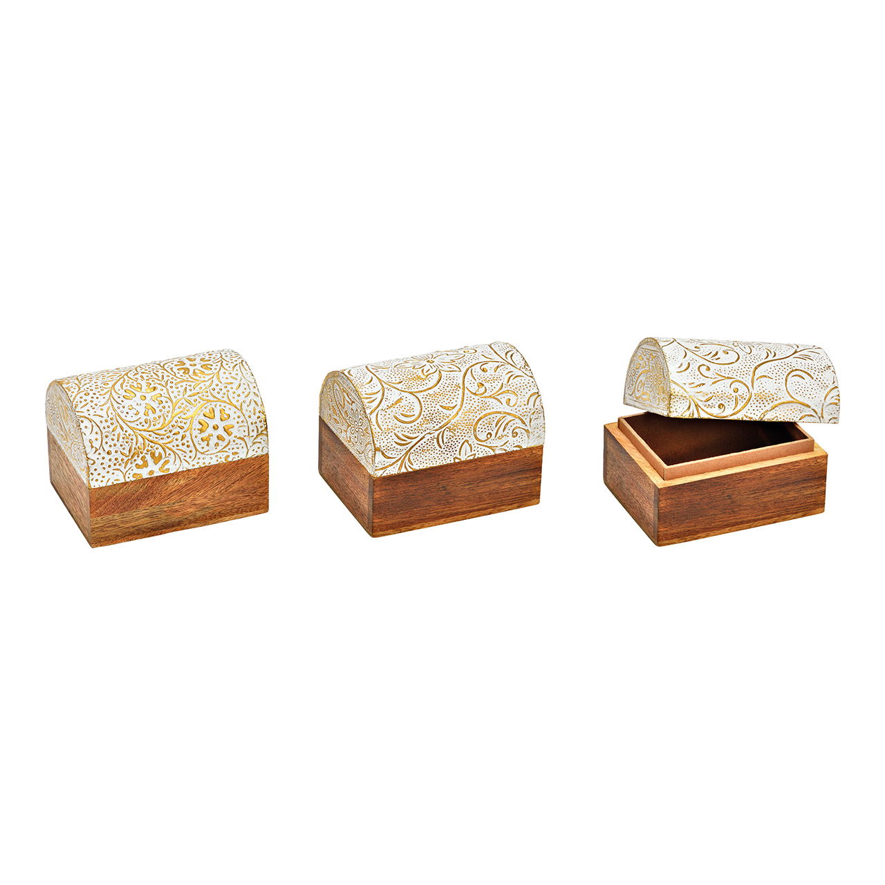Sieradendoosje van natuurlijk mangohout, wit 2-voudig, (B/H/D) 10x8x8cm Schatz, Kiste