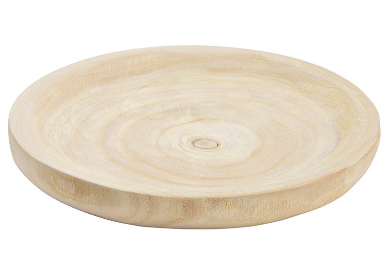 Plato de madera de paulownia natural (A/H/D) 25x3x25cm