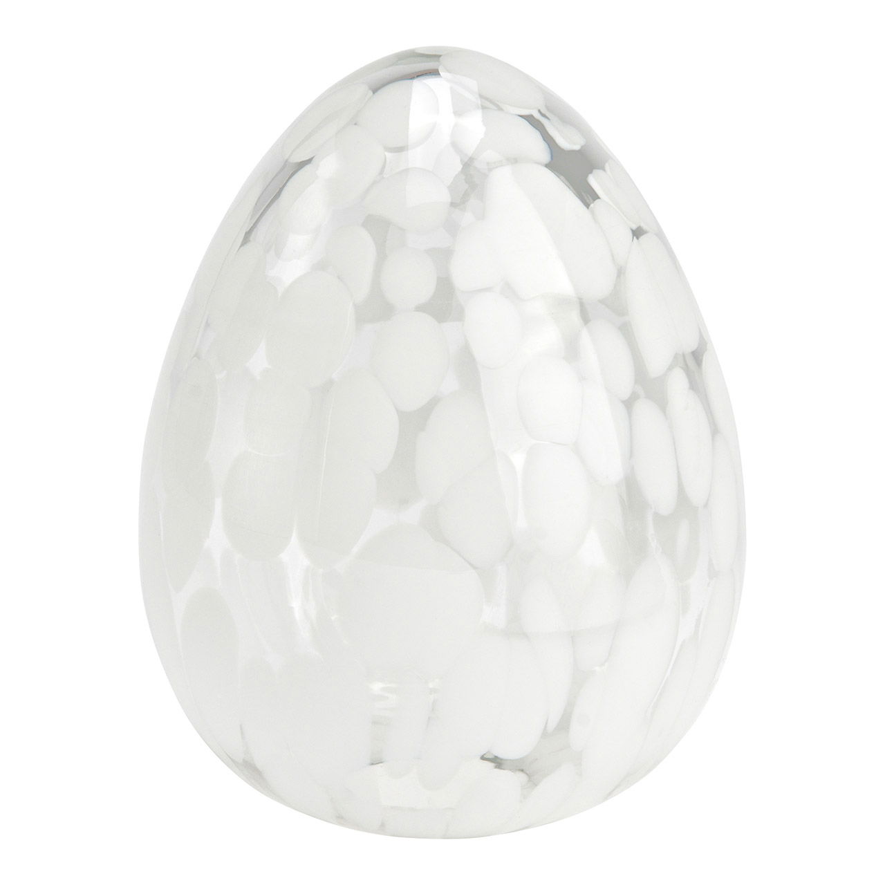 Oeuf de Pâques points décor en verre, blanc (L/H/P) 11x14x10cm Oeuf de Pâques points décor en verre, blanc (L/H/P) 11x14x10cm