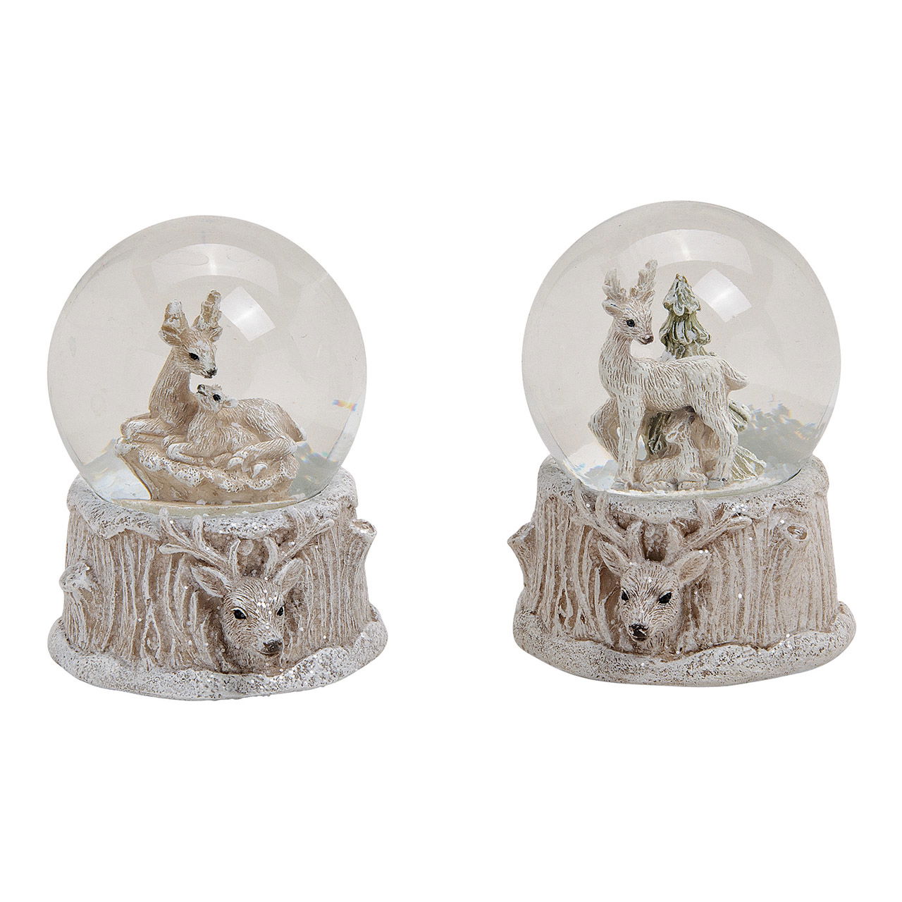 Schneekugel Hirsch Motiv aus Poly Weiß 2-fach, (B/H/T) 6x8x6cm Schneekugel Hirsch Motiv aus Poly Weiß 2-fach, (B/H/T) 6x8x6cm