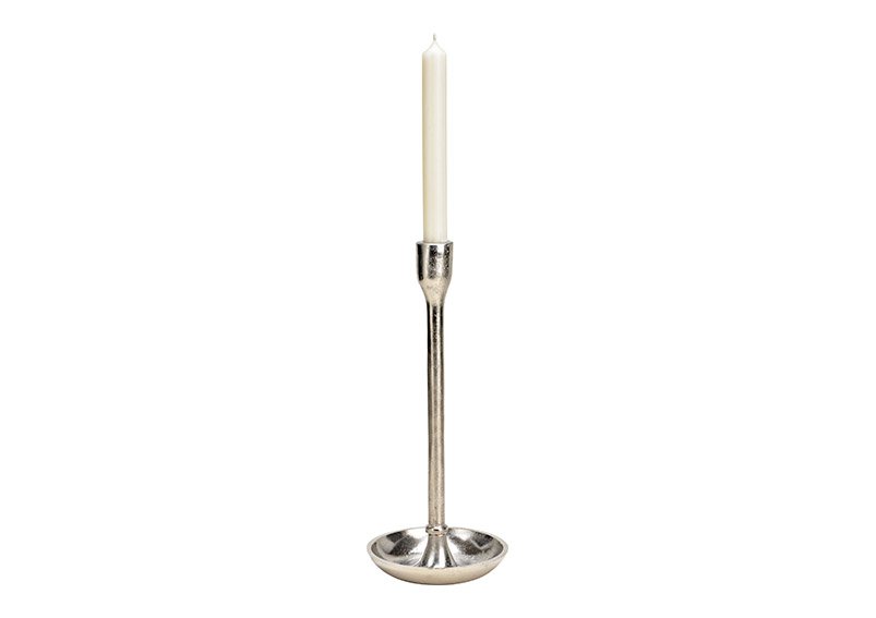 Metal candle holder silver (W/H/D) 13x31x13cm