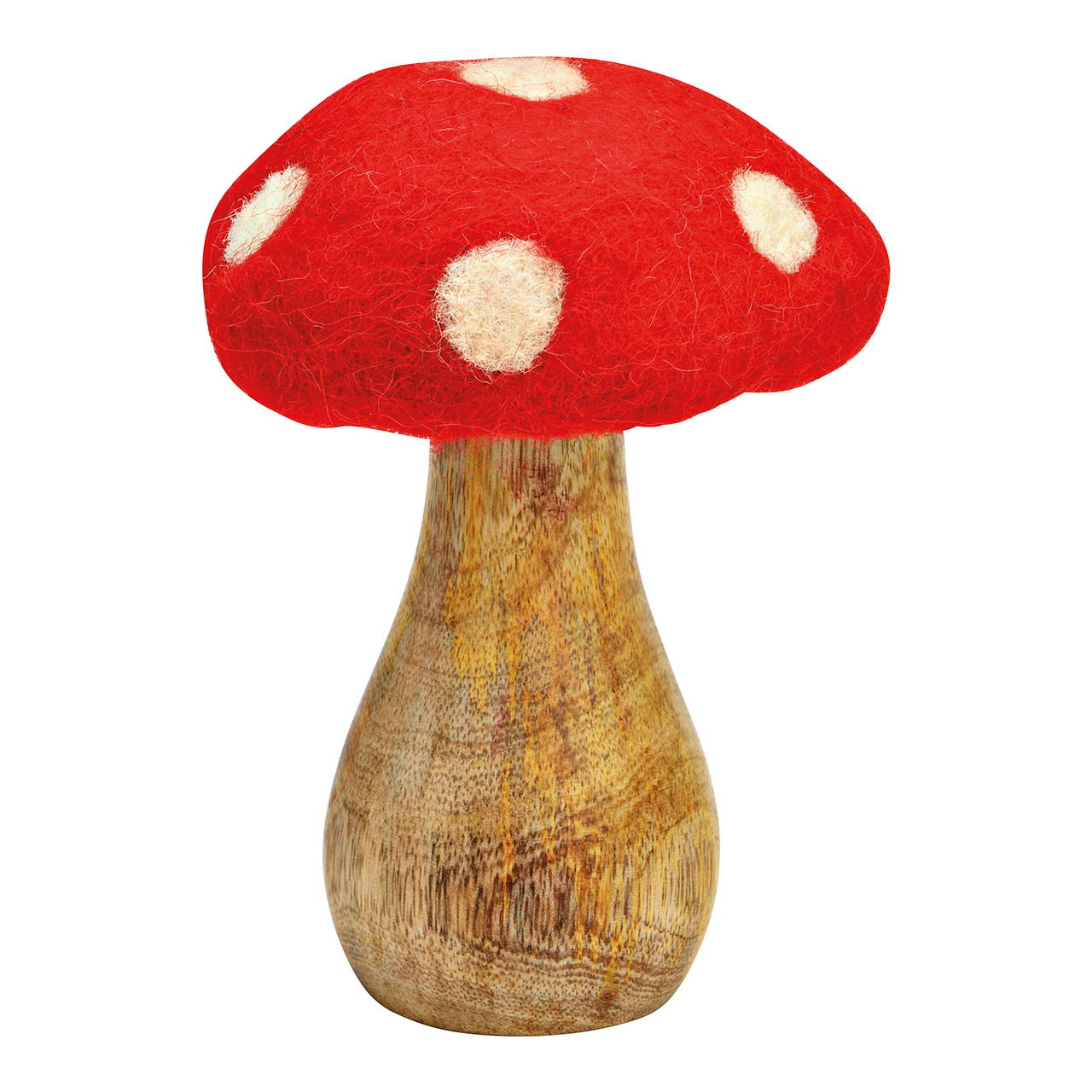 Fly agaric made of mango wood/felt red, white (W/H/D) 10x14x10cm