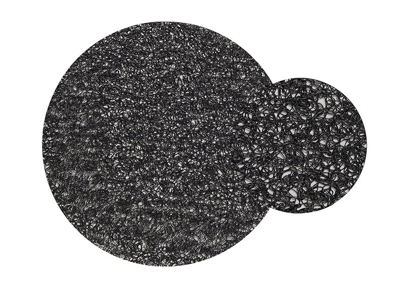 Placemat in black, plastic, 38 cm