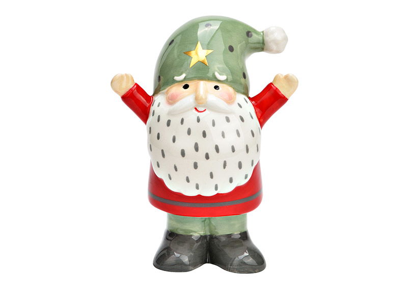 Santa Claus made of ceramic red, green (W/H/D) 9x11x6cm