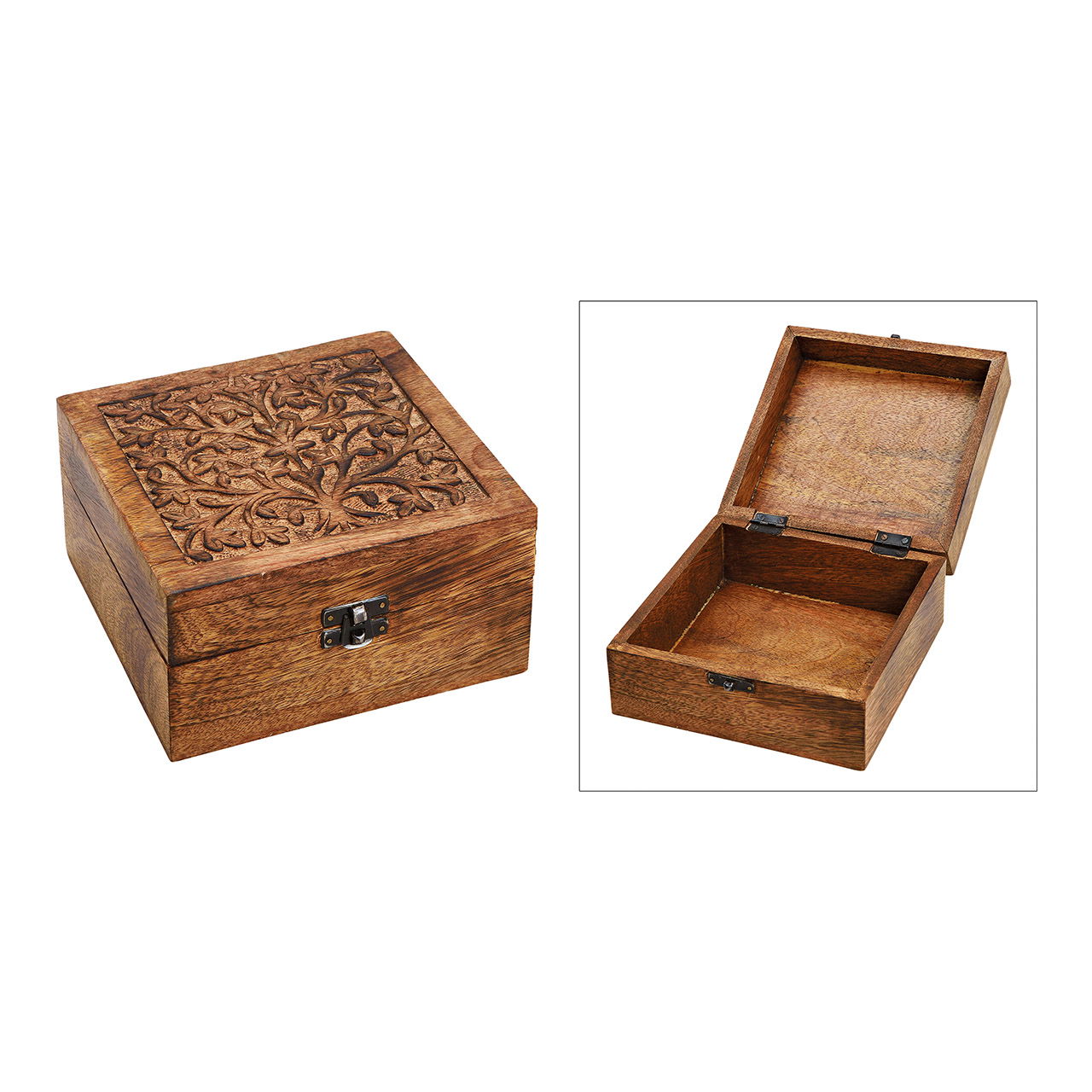 Portagioie in legno India Brown (L/H/D) 17x10x17cm Portagioie in legno India Brown (L/H/D) 17x10x17cm