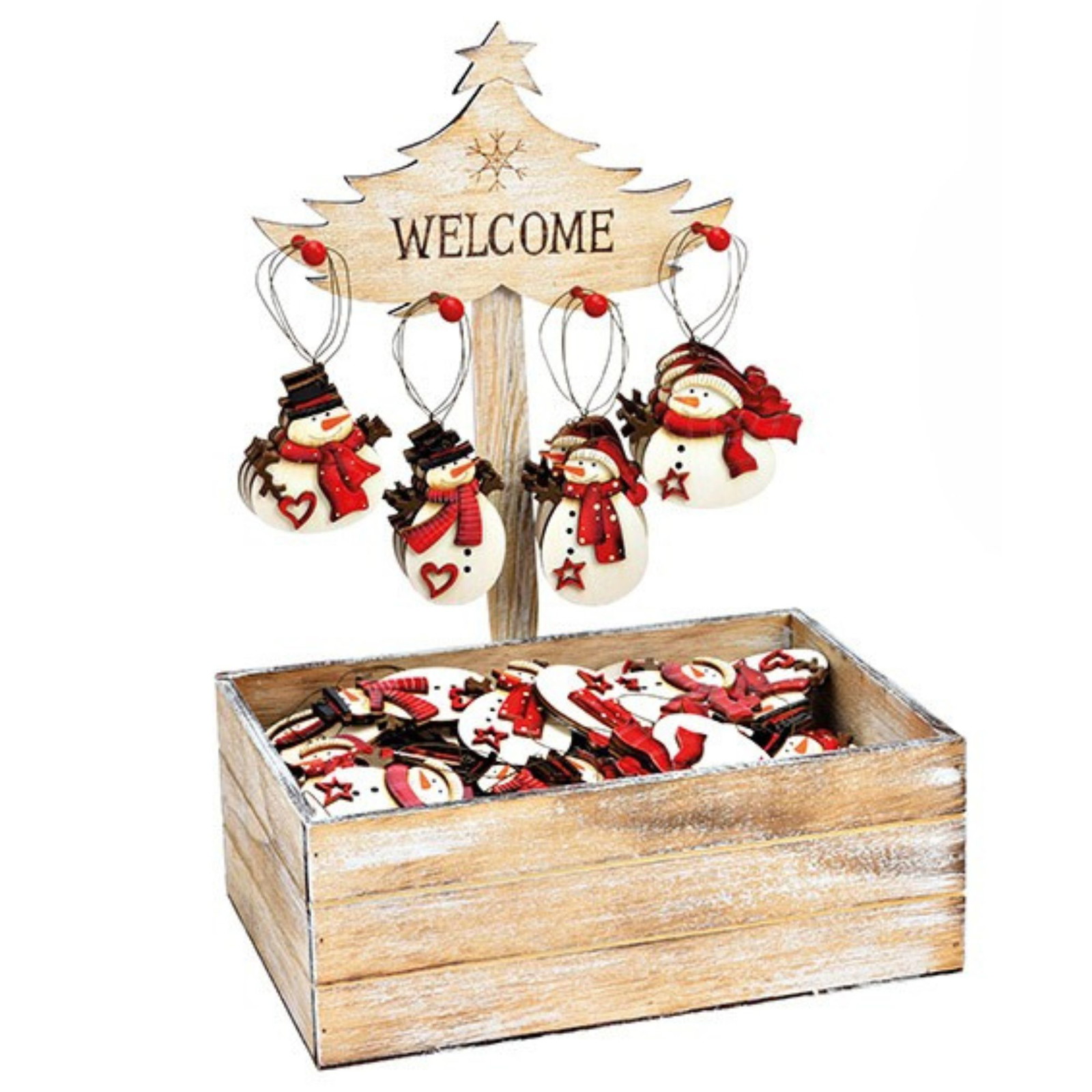 Adornos Navideños Hoptimista - Juego De 2 Muñecos De Nieve Colgantes, Blanco, 6 Cm, Perfectos Para Decorar El árbol De Navidad