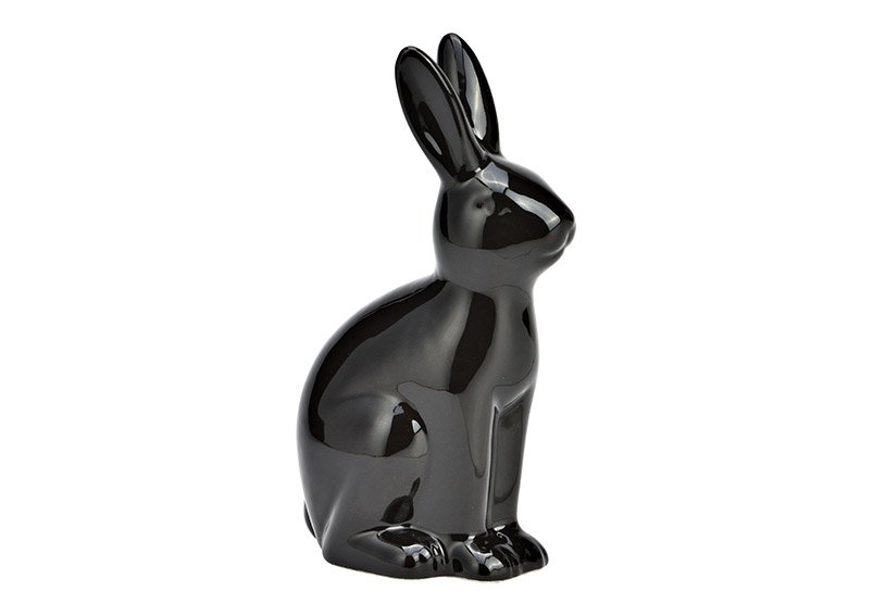 Conejo de cerámica negra (A/A/P) 8x16x6cm