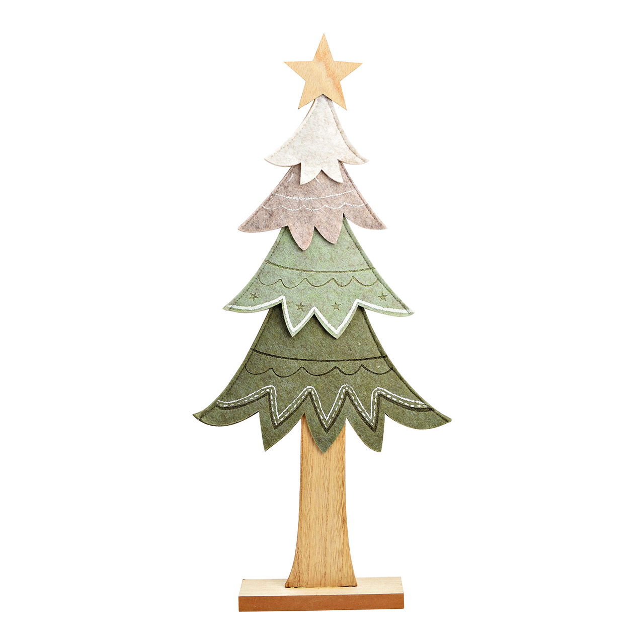 Présentoir sapin sur socle en bois en feutre vert (L/H/P) 26x55x6cm Présentoir sapin sur socle en bois en feutre vert (L/H/P) 26x55x6cm