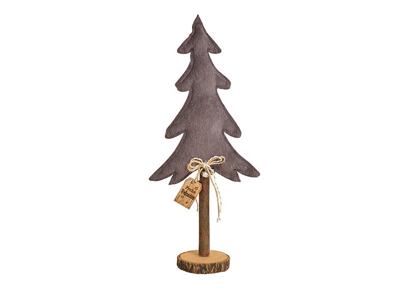 Christmas tree on a wooden trunk made of textile brown (w / h / d) 16x36x7cm