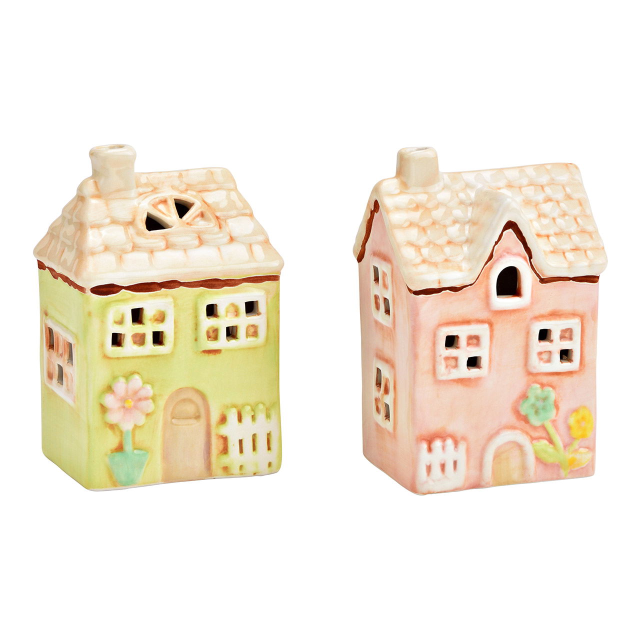 LED-lichthuisje van keramiek, 2-voudig, roze/groen (B/H/D) 8x12x6cm (batterijvoeding 2xAG13 niet inbegrepen) LED-lichthuisje van keramiek, 2-voudig, roze/groen (B/H/D) 8x12x6cm (batterijvoeding 2xAG13 niet inbegrepen)