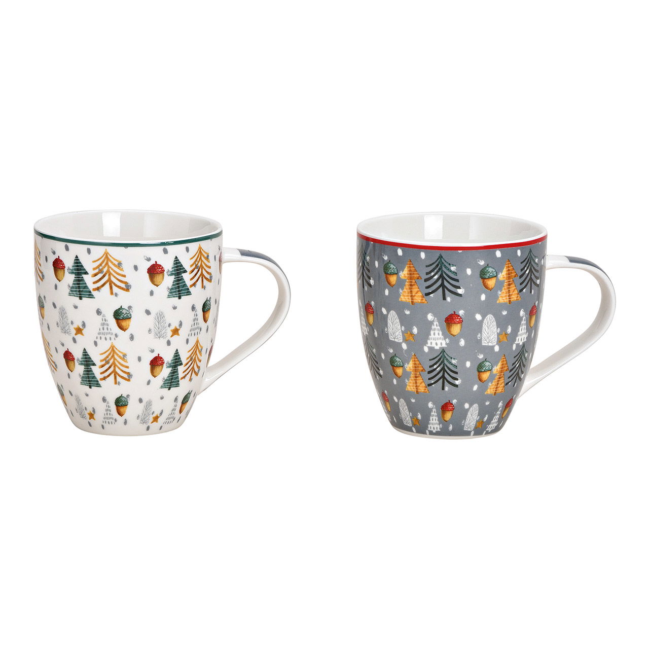 Jumbo mok kerstmotief kerstboomdecor van porselein wit, grijs/goud 2-voudig, (B/H/D) 14x11x10cm 400ml Jumbo mok kerstmotief kerstboomdecor van porselein wit, grijs/goud 2-voudig, (B/H/D) 14x11x10cm 400ml