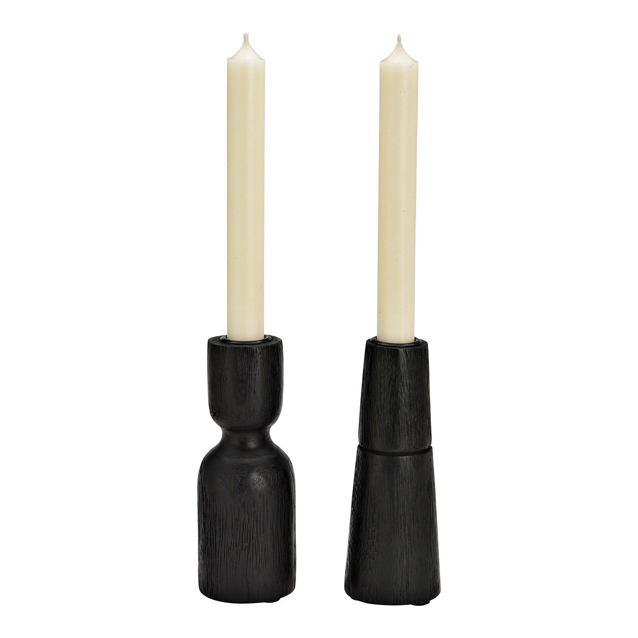 Candle holder made of mango wood black 2-fold, (W/H/D) 6x15x6cm Candle holder made of mango wood black 2-fold, (W/H/D) 6x15x6cm