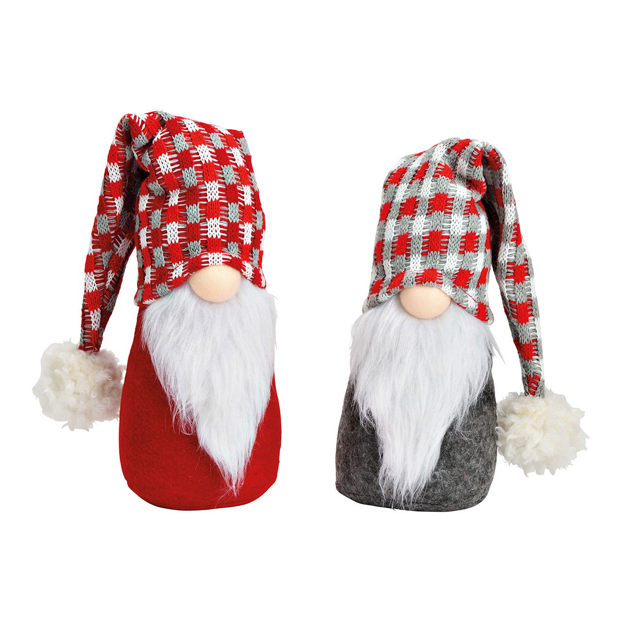 Lutin en textile rouge, gris 2 fois, (L/H/P) 11x23x10cm Lutin en textile rouge, gris 2 fois, (L/H/P) 11x23x10cm