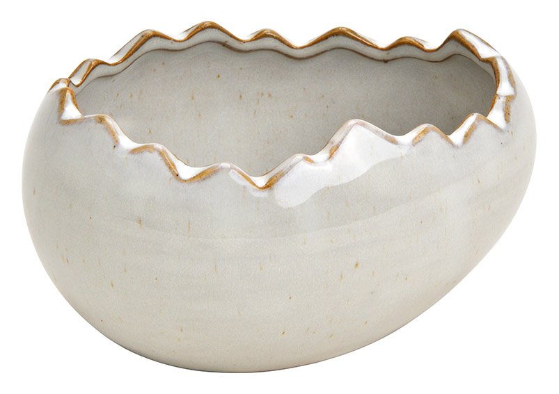 Schale Ei aus Porzellan Grau (B/H/T) 11x6x8cm