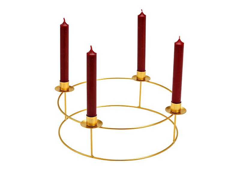 Advent wreath, candle holder metal gold (W/H/D) 34x11x34cm