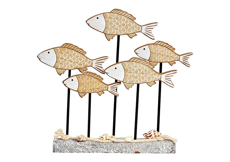 Aufsteller Fische aus Holz natur (B/H/T) 30x29x5cm