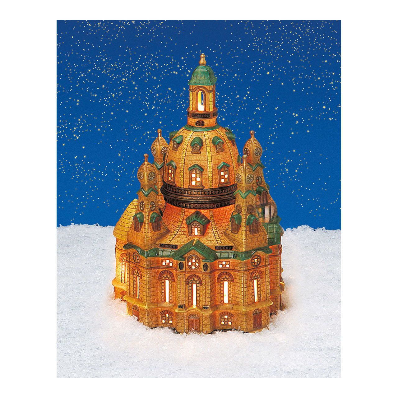 Casa luminosa Frauenkirche Dresden in porcellana, marrone/verde (L/H/D) 17x26x16cm Casa luminosa Frauenkirche Dresden in porcellana, marrone/verde (L/H/D) 17x26x16cm