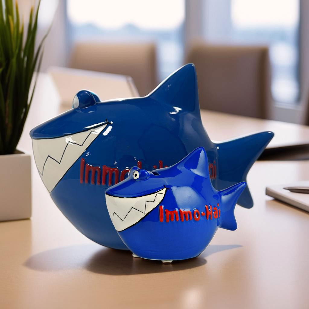 KCG Sparschwein Hai"Immobilienhai" aus Keramik, Blau/Rot/Weiß (B/H/T) 28x21x17cm Monster KCG Sparschwein Hai"Immobilienhai" aus Keramik, Blau/Rot/Weiß (B/H/T) 28x21x17cm Monster